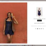 Screenshot of a dark lady wearing a dress on a PDP page popup that shows a shoppable content gallery