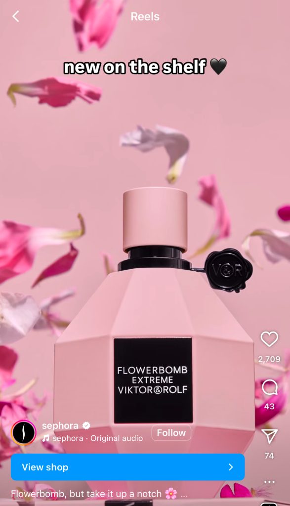New shoppable post of Sephora's flowerbomb extreme product.