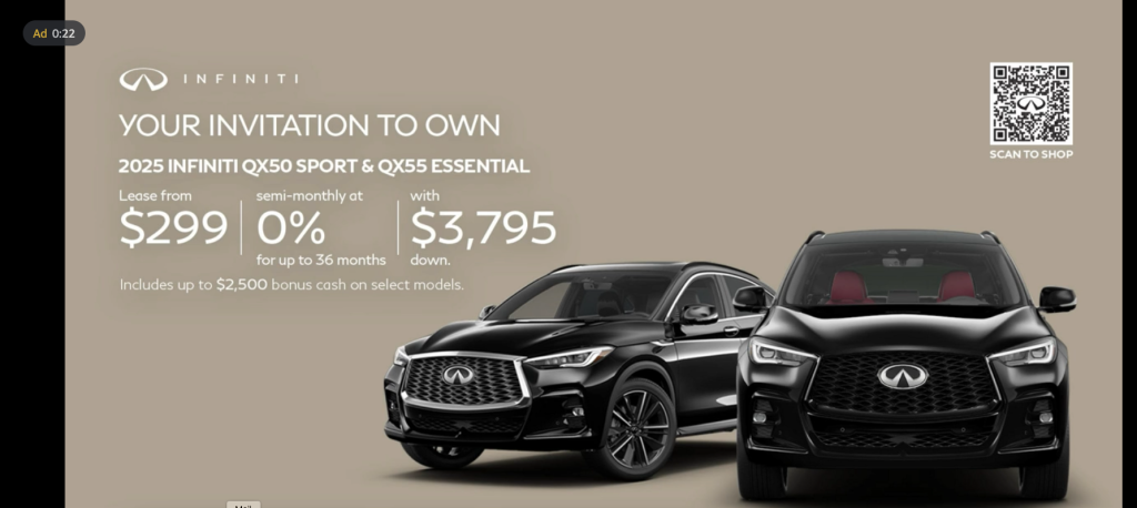 Nissan ad with shoppable QR code from Prime video
