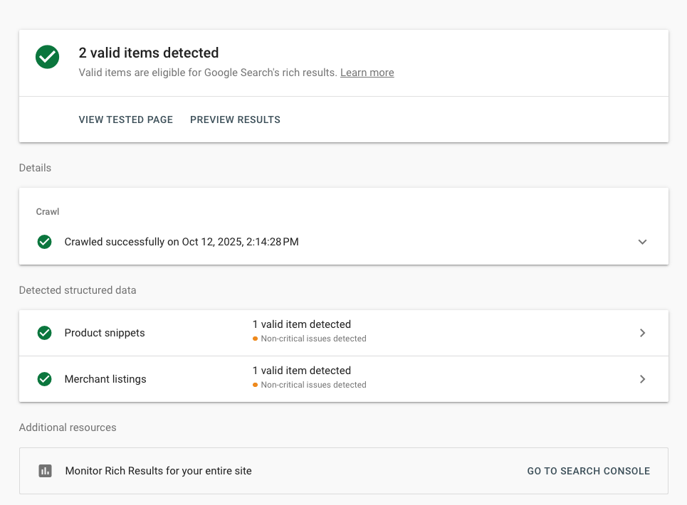 Screenshot of one of Frankie's PDPs that has JSON-LD embedded on it for it to appear more aggressively on SERPs and LLMs