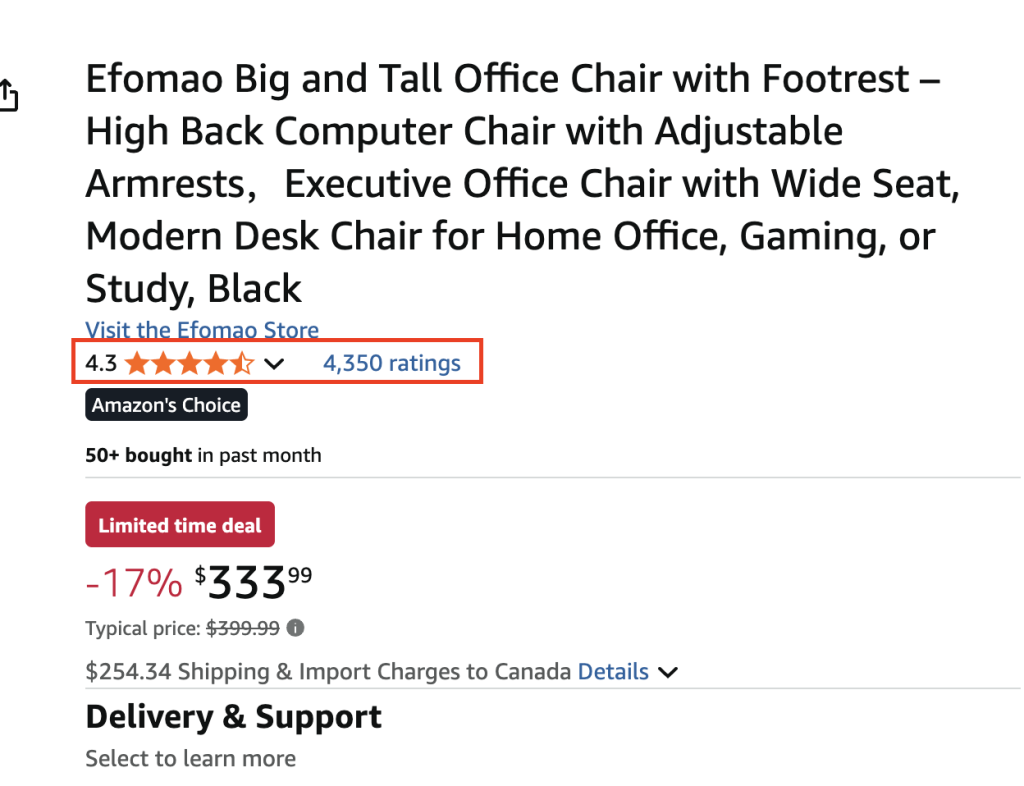 product title and trust signals amazon products