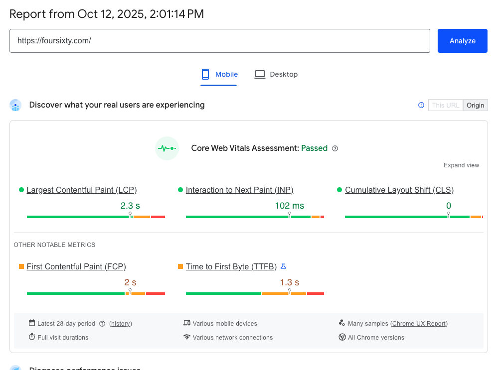 screenshot-of-pagespeed-insights-test-of-foursixty-homepage