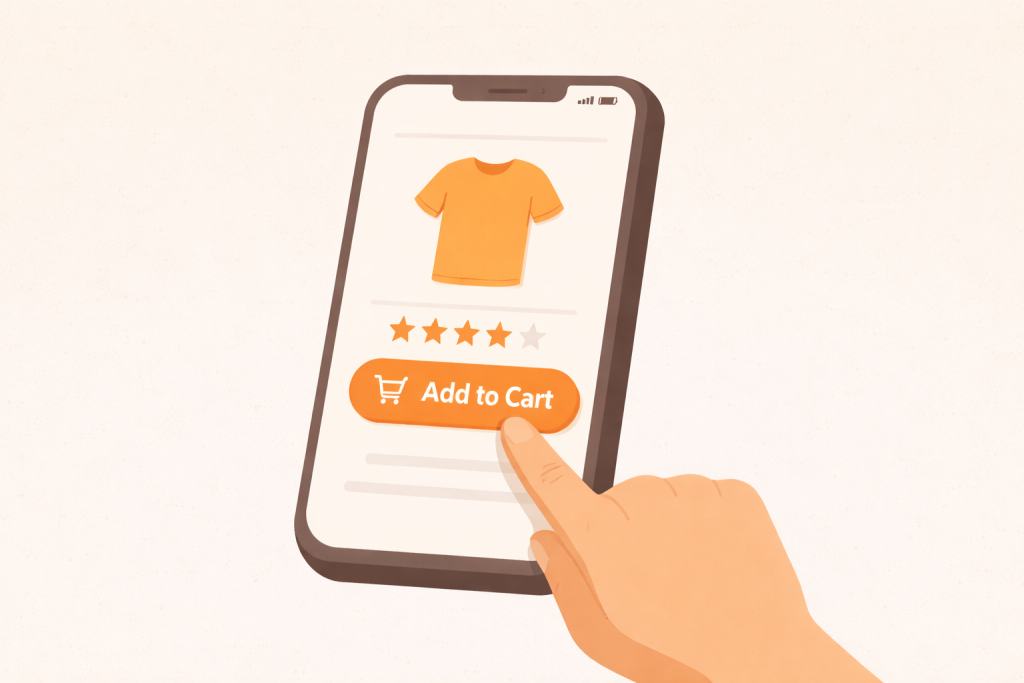 Image-of-a-finger-click-add-to-cart-button-on-a-mobile-device